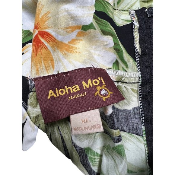 Aloha Moi Vintage Womens Xl Made In Hawaii Green Floral Tiered Dress MuuMuu Luau - Picture 5 of 6